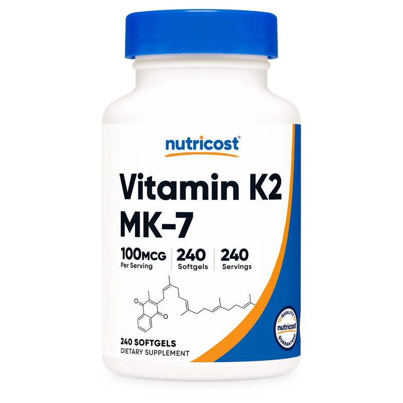 Dietary Supplement nutricost Vitamin K2 MK-7 100 mcg Strength Softgel 240 Per Bottle (Case of 2880)
