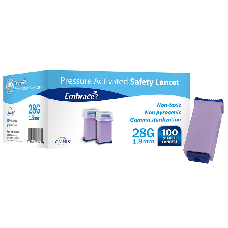 Embrace Finger Activated Safety Lancet, 28 Gauge (Case of 1000)