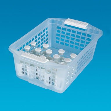 Storage Basket Flip and Stack Semi-Clear Plastic 4-1/2 X 8 X 12-1/4 Inch (Each)