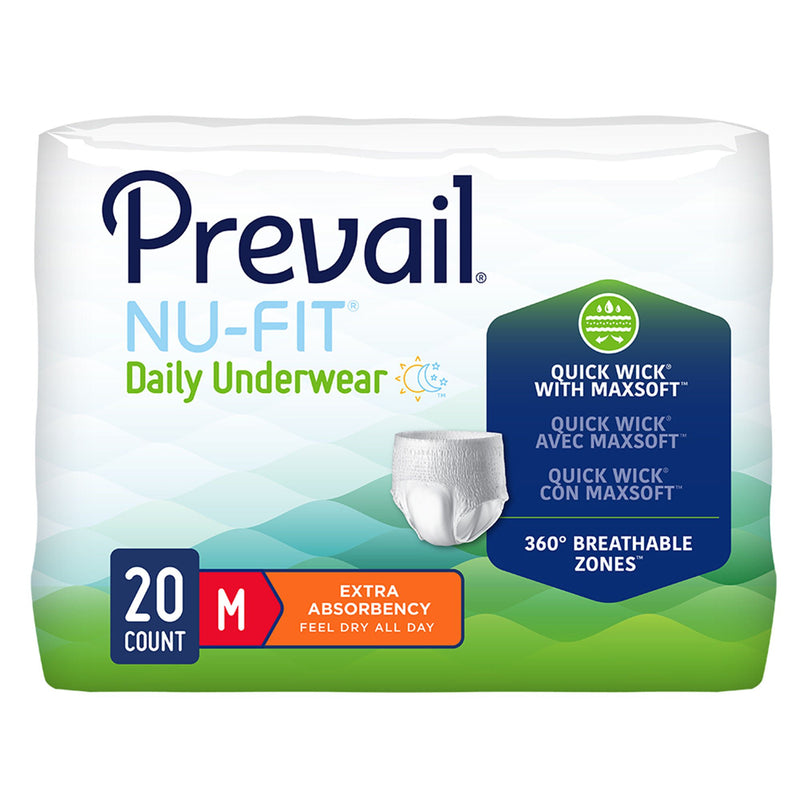 Prevail Nu-Fit Absorbent Underwear, Heavy Absorbency, Medium (Case of 80)
