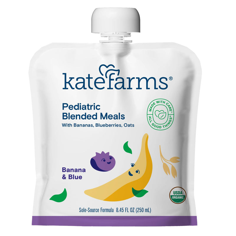 Kate Farms Pediatric Blended Meals with Bananas, Blueberries and Oats, 8.45-oz. (Case of 12)
