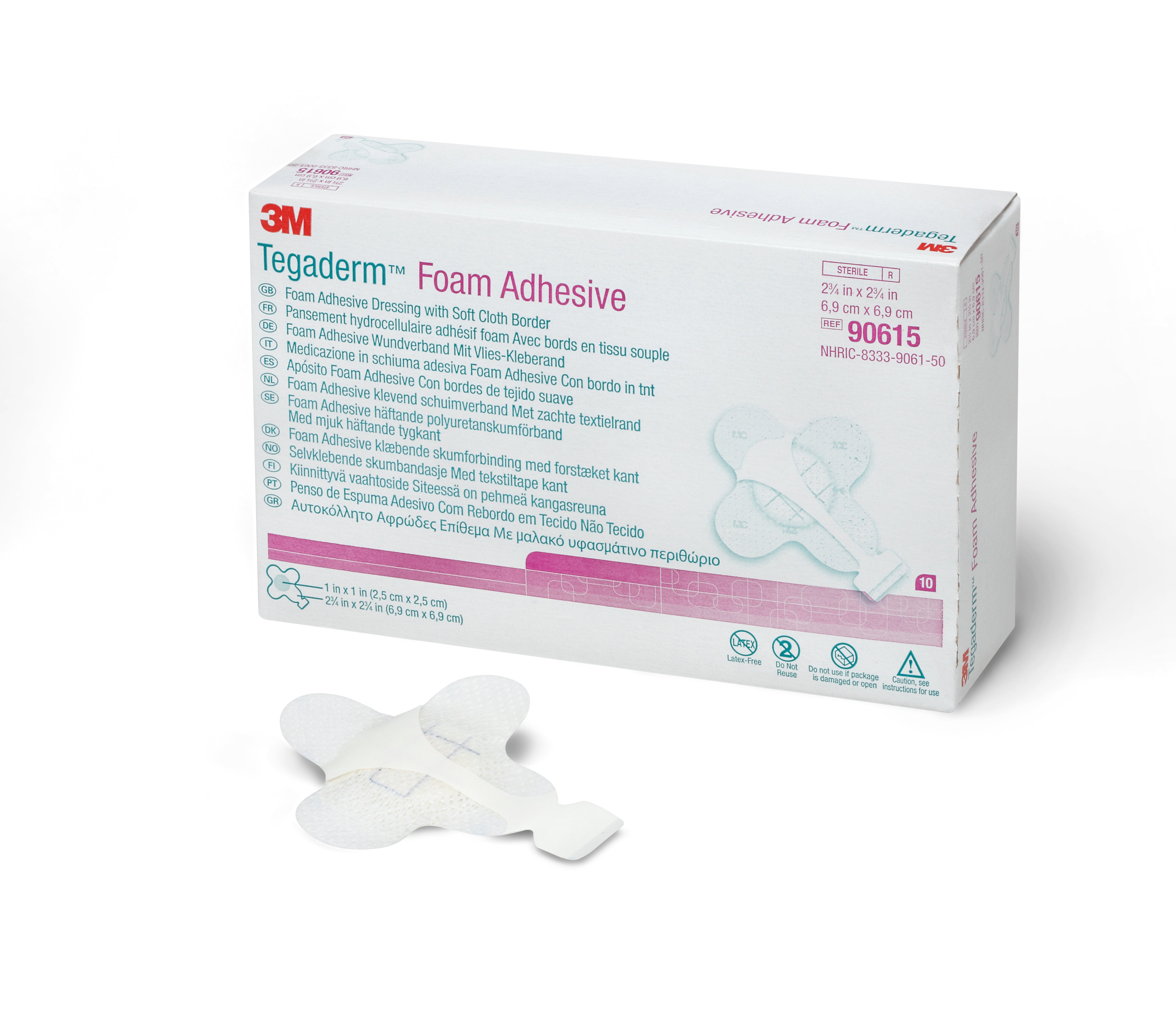 Solventum Corporation 3M Tegaderm High Performance Adhesive with Border Foam Dressing, 2¾ x 2¾ Inch (40/CS) 