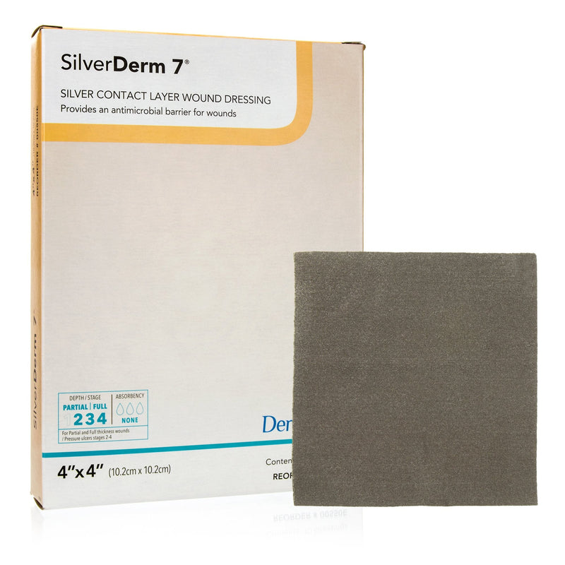 Silver Wound Contact Layer Dressing SilverDerm7 4 X 4 Inch Square Sterile 
