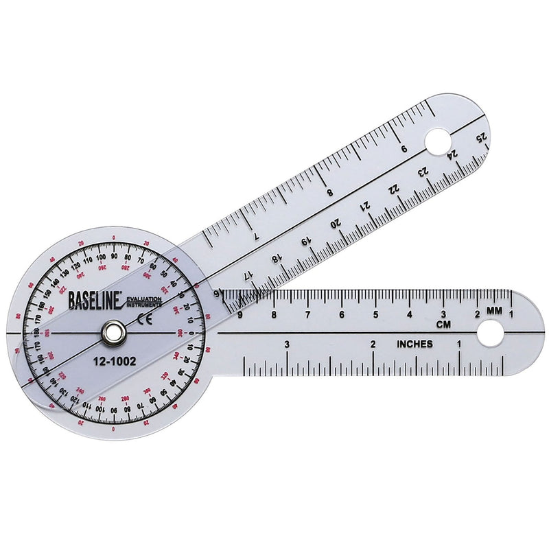 Fabrication Enterprises Baseline 360° Head Plastic Goniometer, 6 Inch Arms 