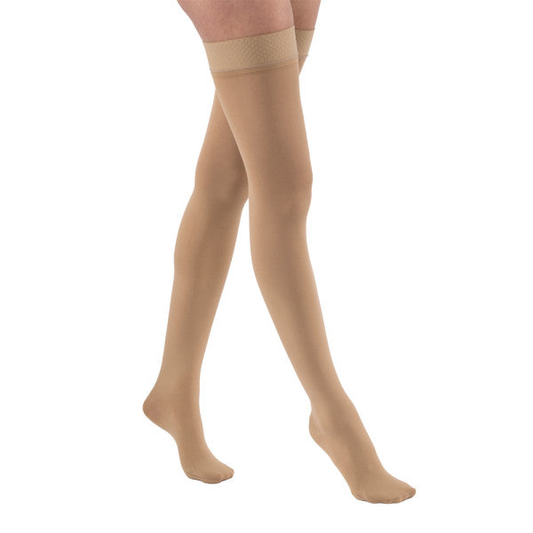 STOCKING COMPRESSION PETITE SMTHIGH HIGH BEIGE 15 TO 20MMHG