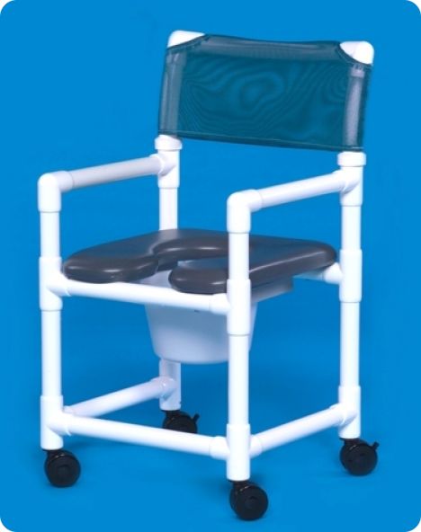 Commode / Shower Chair ipu Fixed Arms PVC Frame Mesh Backrest 21 Inch Seat Width 300 lbs. Weight Capacity (Each)