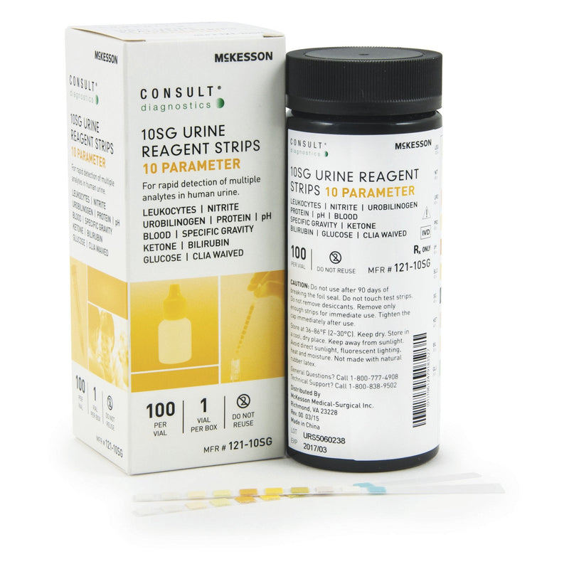 Urinalysis Reagent McKesson Consult Bilirubin, Blood, Glucose, Ketone, Leukocytes, Nitrite, pH, Protein, Specific Gravity, Urobilinogen For McKesson 120 / McKesson CONSULT U120 Ultra Urine Analyzer (MFR
