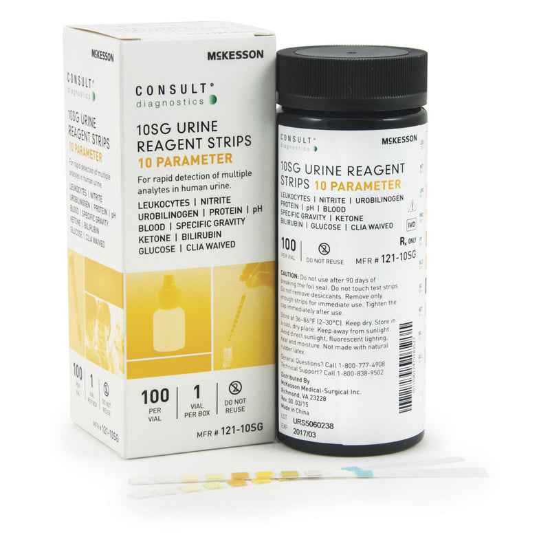 Urinalysis Reagent McKesson Consult Bilirubin, Blood, Glucose, Ketone, Leukocytes, Nitrite, pH, Protein, Specific Gravity, Urobilinogen For McKesson 120 / McKesson CONSULT U120 Ultra Urine Analyzer (MFR
