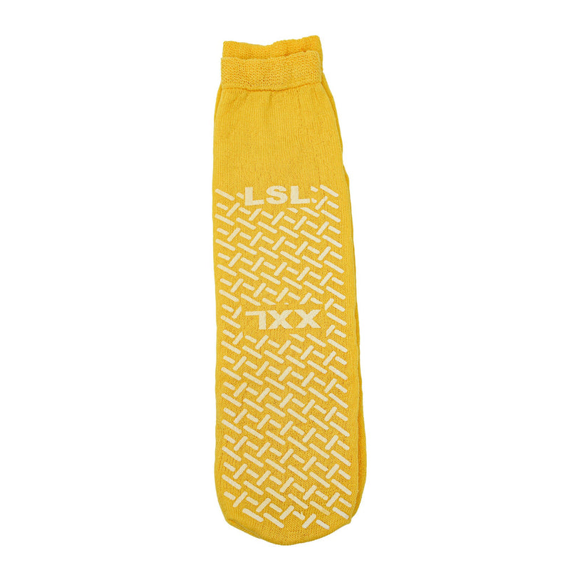 Risk Management Slipper Socks Unisex Adult 2X-Large Double Tread Single Patient Use Yellow (Case of 48 Pairs)