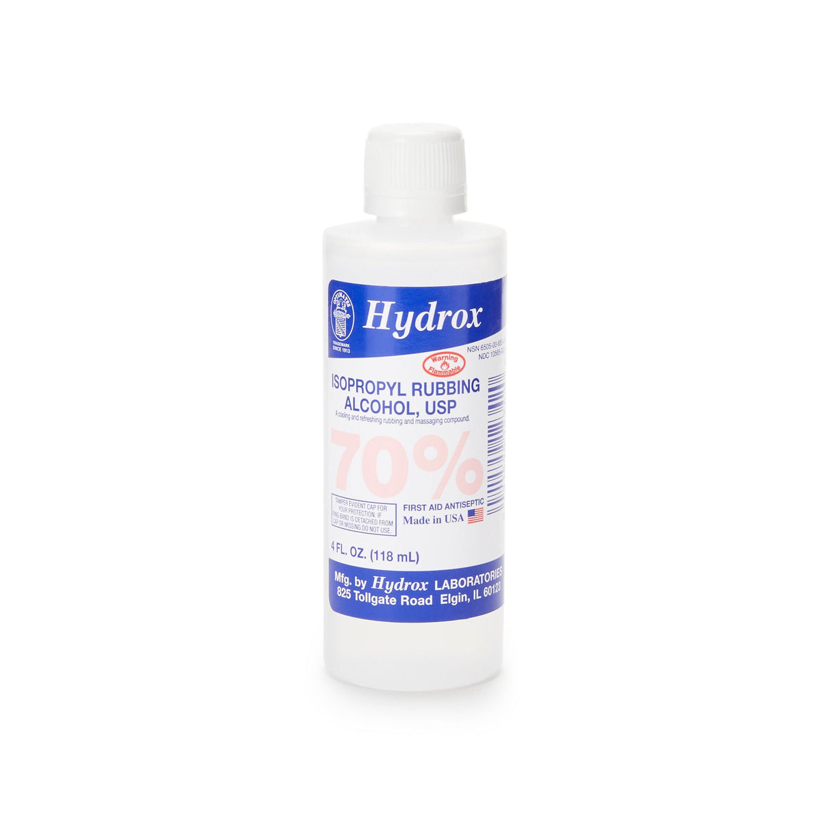 Hydrox Isopropyl Alcohol, 4-ounce Bottle (Case of 60)