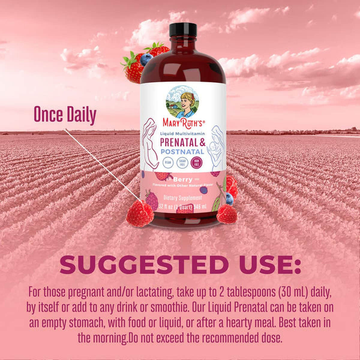 Mary Ruth's Prenatal & Postnatal Liquid Multivitamin Liquid, Berry Flavor (Case of 6)
