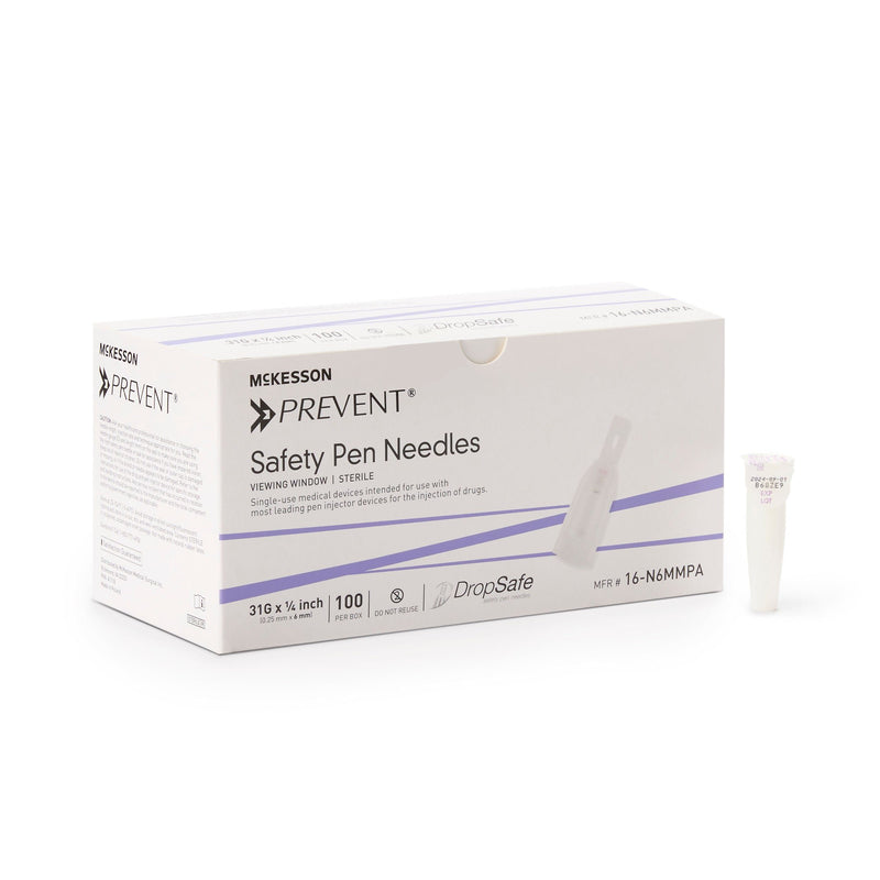 McKesson Prevent Safety Insulin Pen Needle, 31 Gauge, 6 mm Length (Case of 2000)