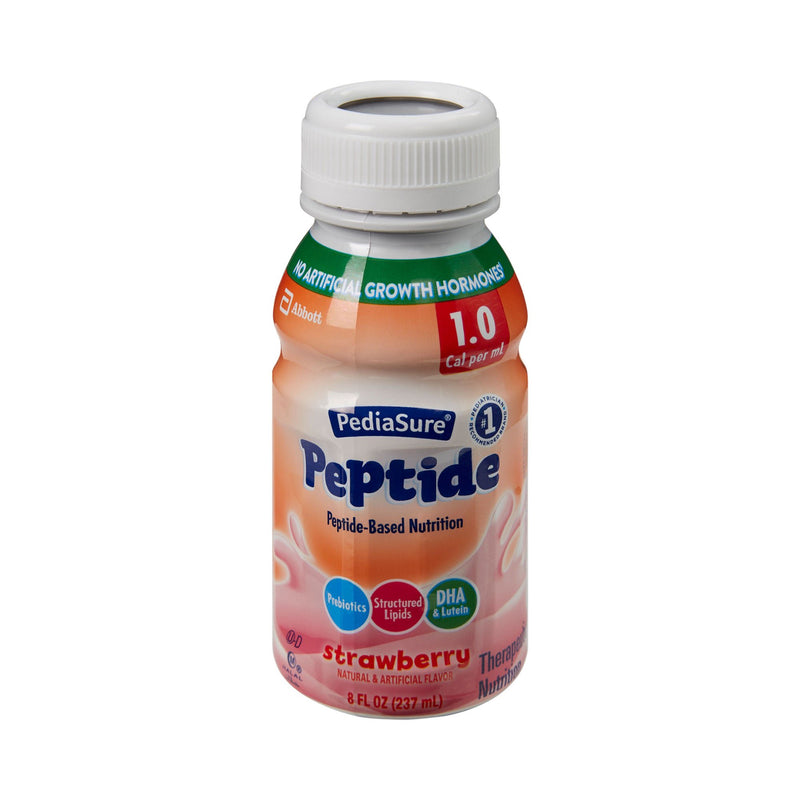 PediaSure Peptide 1.0 Cal Peptide-Based Nutrition, Strawberry, 8-ounce Bottle (Case of 24)