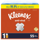 Kimberly Clark Facial Tissue Kleenex Anti-Viral White 8-1/5 X 8-1/5 Inch 55 Count (1485/CS) 