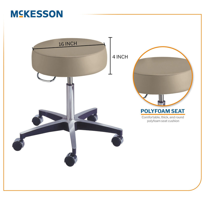 McKesson Round Pneumatic Exam Stool, Beige, without Backrest 