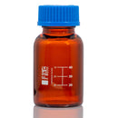 BOTTLE GLASS AMBER MEDIA 50MLGL32 SCRW CAP DL GRAD 10/BX