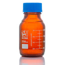 BOTTLE GLASS AMBER MEDIA 250MLGL45 SCRW CAP DL GRAD 10/BX