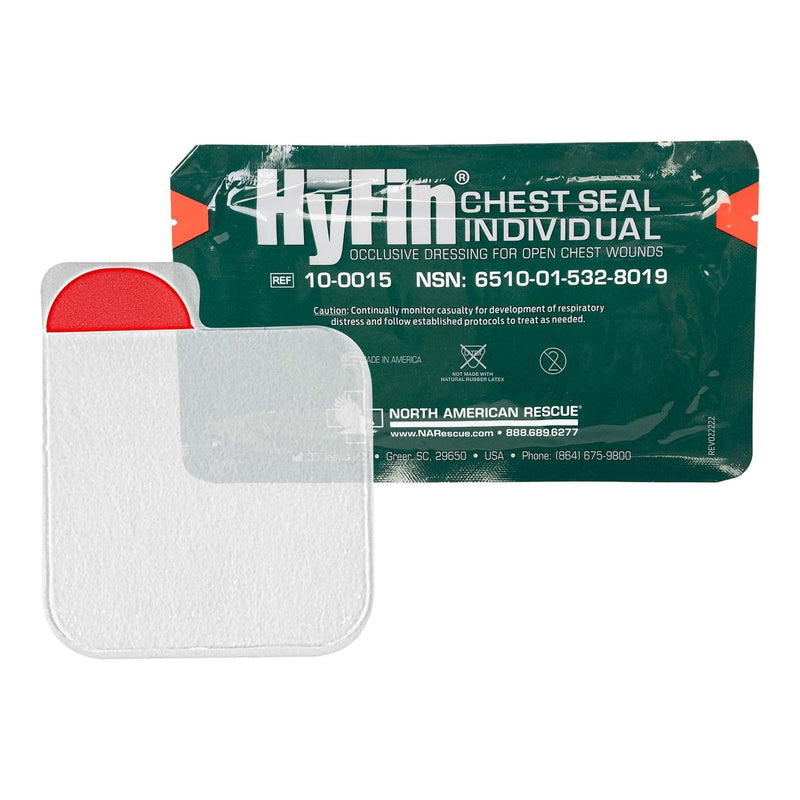 Chest Wound Seal HyFin Individual 1 X 6 X 6 Inch 1 per Pack NonSterile 