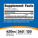 Dietary Supplement nutricost Magnesium Citrate 420 mg Strength Capsule 240 Per Bottle (12/CS) 