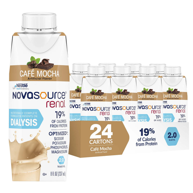 Novasource Renal Café Mocha Formula for Patients on Dialysis, 8-ounce Carton (Case of 24)