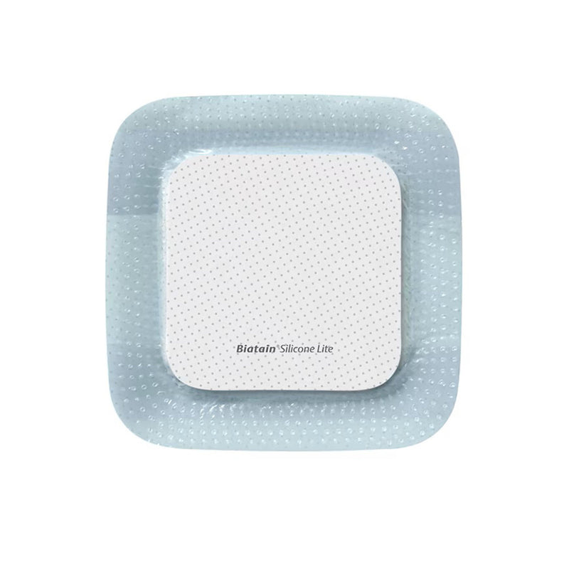 Thin Foam Dressing Biatain Silicone Lite 5 X 5 Inch With Border Film Backing Silicone Adhesive Square Sterile (Box of 10)