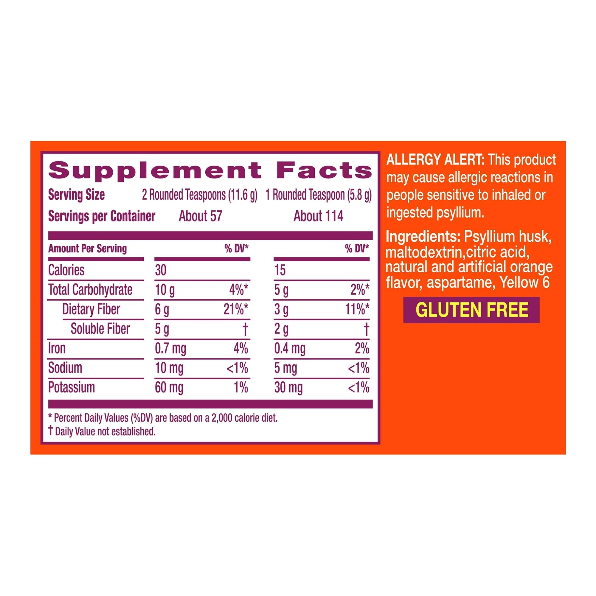 Procter & Gamble Metamucil Psyllium Fiber Supplement, Orange Powder 