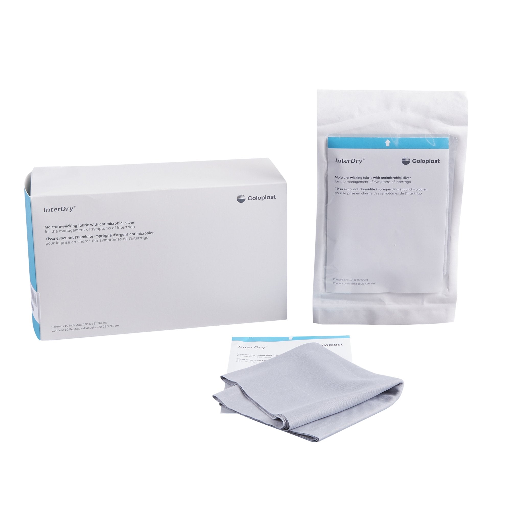 Silver Moisture Wicking Fabric InterDry Ag 10 X 36 Inch Rectangle Sterile 