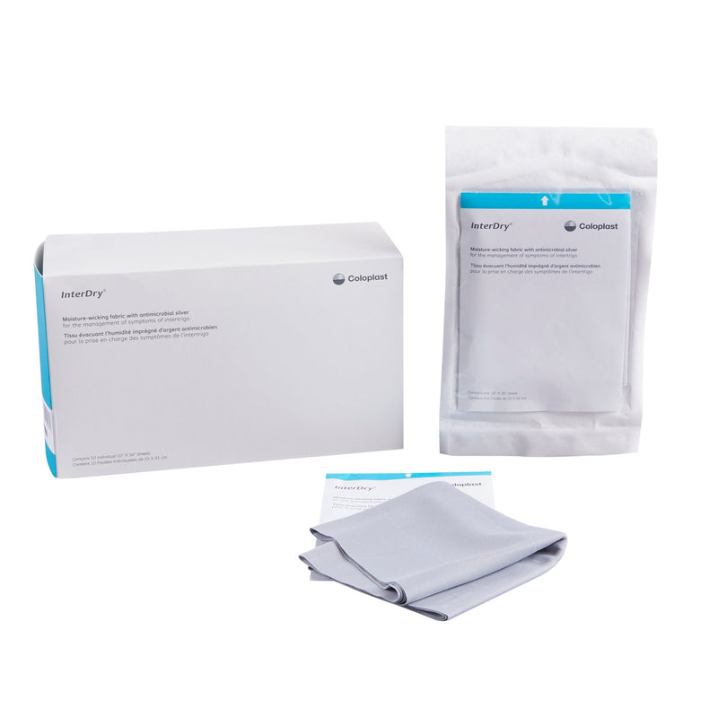 Silver Moisture Wicking Fabric InterDry Ag 10 X 36 Inch Rectangle Sterile (Box of 10)