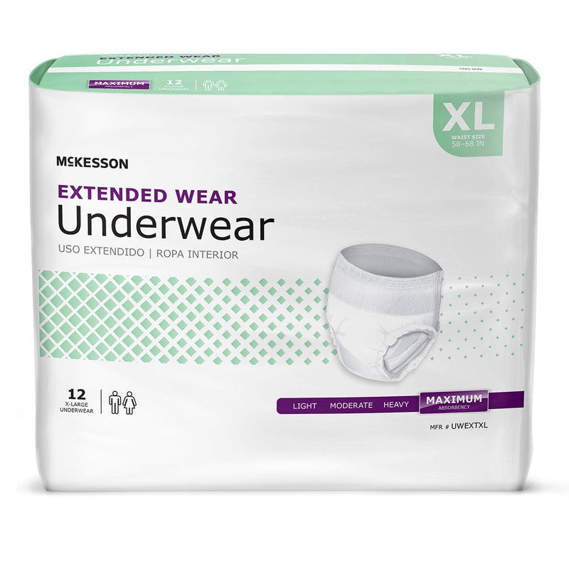 McKesson Extended Wear Maximum Absorbency Underwear, Extra Large (Case of 48)
