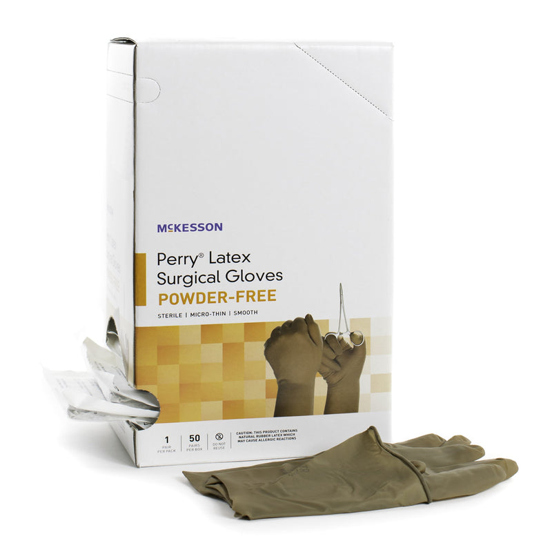 McKesson Perry Latex Surgical Glove, Size 9, Brown (Case of 4 Boxes)