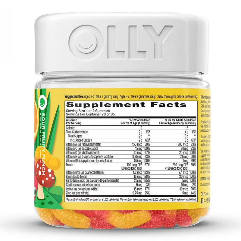 Olly Kids Multivitamin Gummy Worms Sour Fruity Punch 