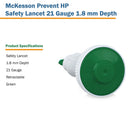 McKesson Prevent HP Push Button Safety Lancet, 21 Guage (Case of 2000)