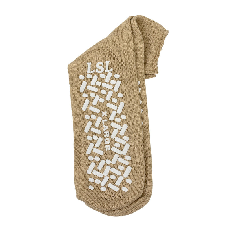 Slipper Socks Unisex Adult X-Large Double Tread Single Patient Use Beige (Case of 48 Pairs) 