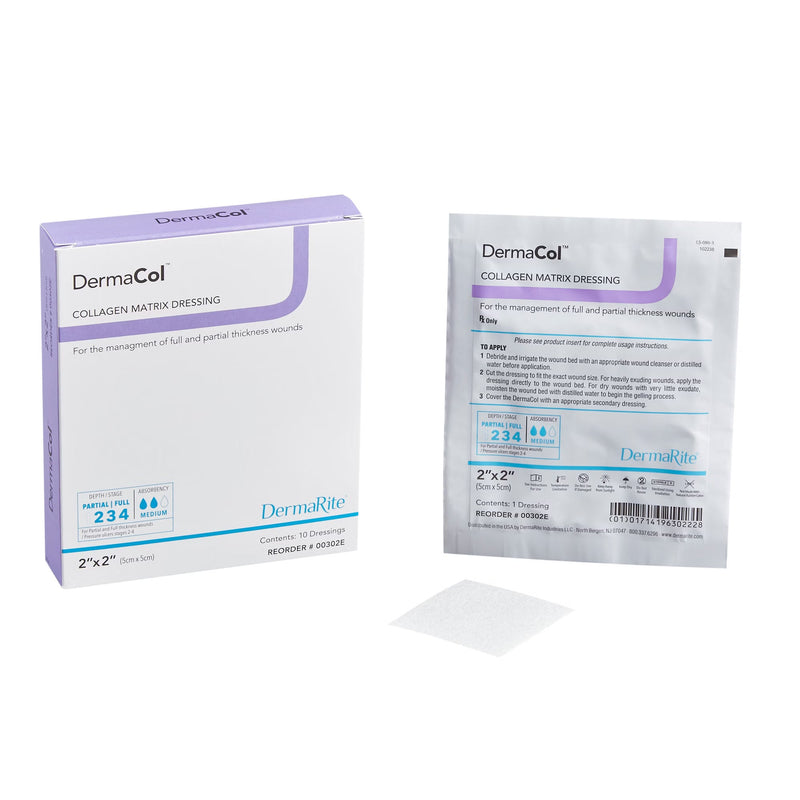 Collagen Dressing DermaCol 2 X 2 Inch Square Sterile 