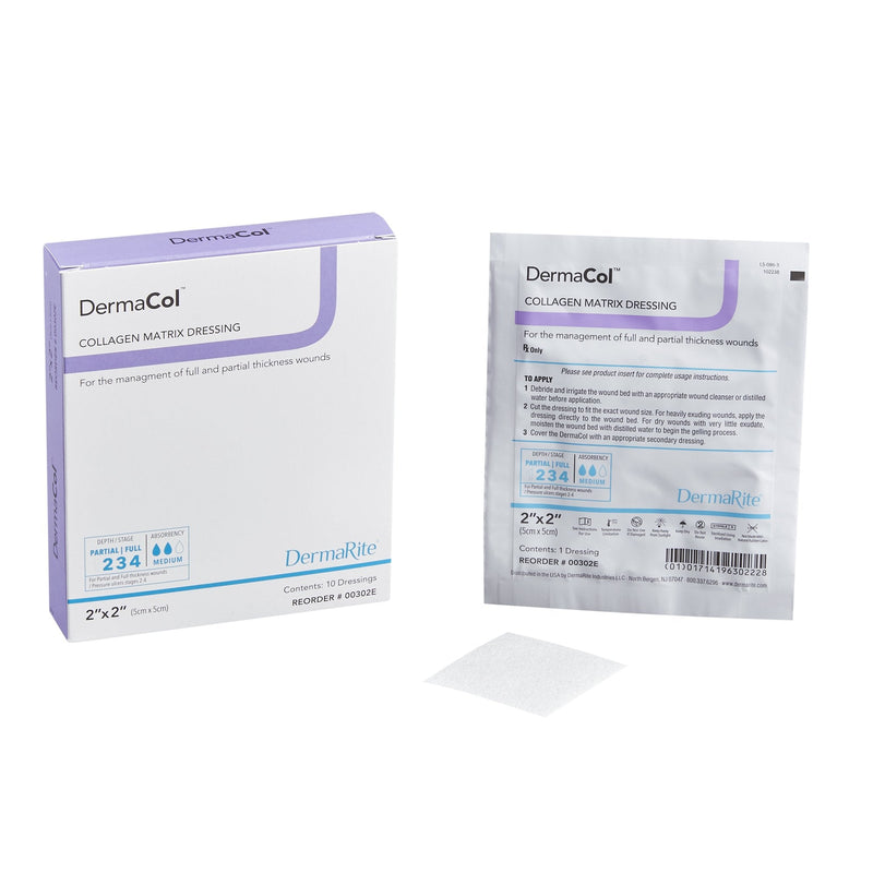 Collagen Dressing DermaCol 2 X 2 Inch Square Sterile 
