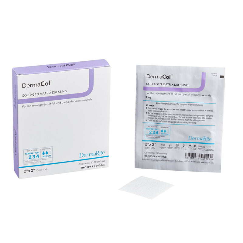 Collagen Dressing DermaCol 2 X 2 Inch Square Sterile (Box of 10)
