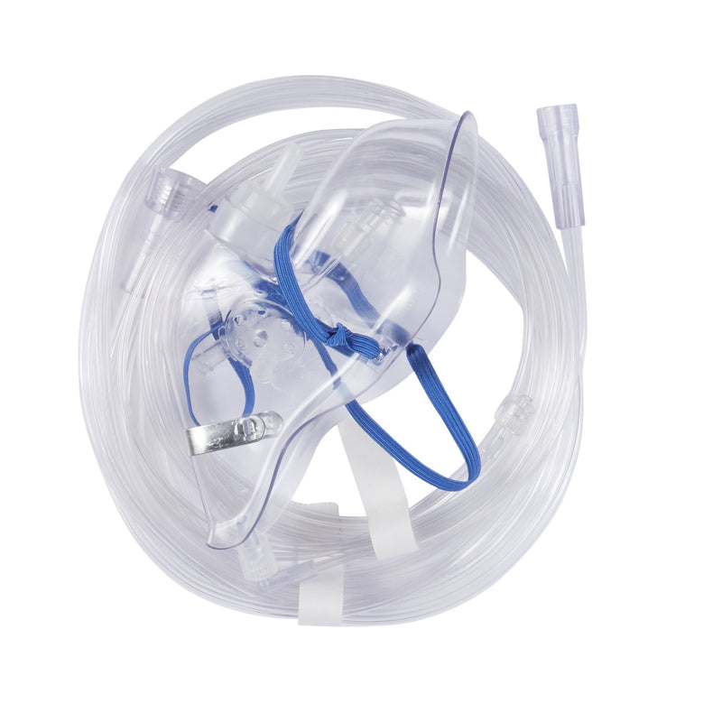 Oxygen Mask with ETCO2 Monitoring Elongated Style Adult One Size Fits Most Adjustable Head Strap 