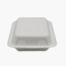 3 Compartment Clamshell Food Container Medd Max LLC 8 X 8 Inch White Compostable Bagasse (Case of 200)