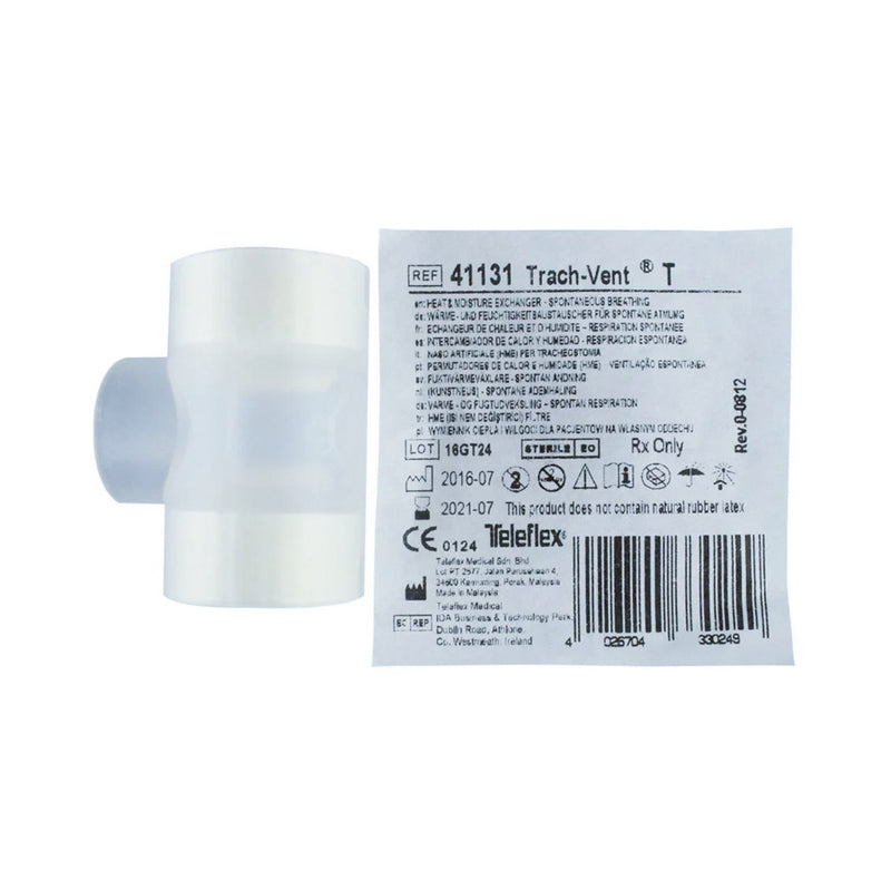 Heat and Moisture Exchanger-Trach Teleflex 32 mg H₂O/L @ VT 500 mL 0.33 cm H₂O @ 30 LPM Straight 