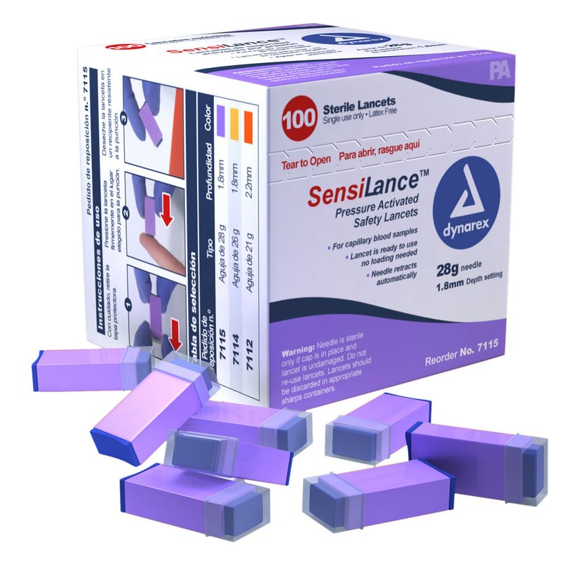 Safety Lancet SensiLance 28 Gauge Retractable Pressure Activated Finger (Carton)