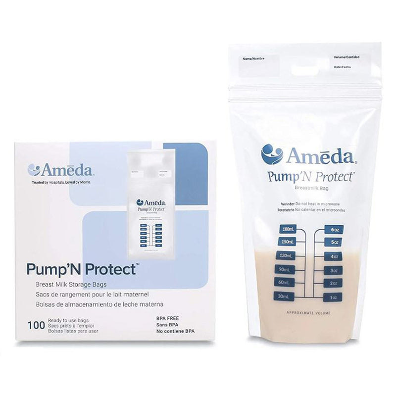 Breast Milk Storage Bag Ameda Pump 'N Protect 6 oz. Plastic Clear (100/CT) 