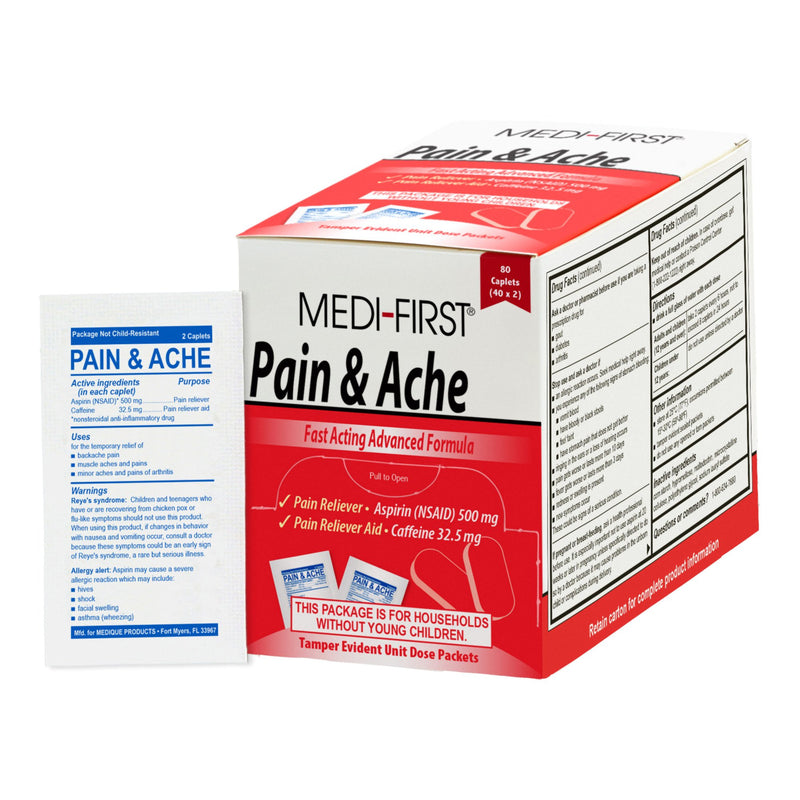 Medi-First Pain & Ache Relief Aspirin / Caffeine Pain Relief (Box of 80)