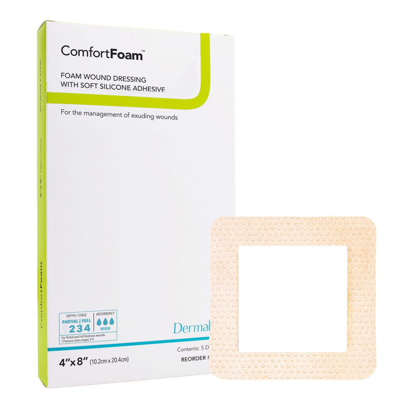 Sion Brands LLC ComfortFoam Border Foam Wound Dressing with Silicone Adhesive, 10.2 x 20.4 cm (5/BX) 