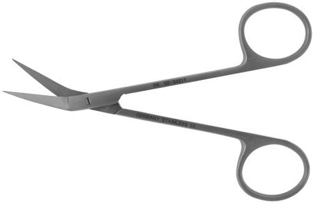 BR Surgical IRIS Delicate Scissors, square shank, angled, sharp/sharp, 4½"