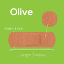 Tru-Colour Products LLC Tru-Colour Skin Tone Shade Fabric Bandage Adhesive Strips – Olive, 1 x 3 Inch (12/CS) 