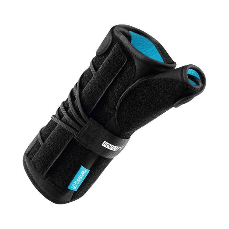 Wrist Brace with Thumb Spica Ossur Formfit Aluminum / Copper / Cotton / Polyamide / Polyester / Polyurethane Right Hand Black One Size Fits Most 