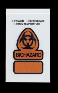 Specimen Transport Bag RD Plastics 4 X 6 Inch Zip Closure Biohazard Symbol / Storage Instructions NonSterile (Case of 1000)