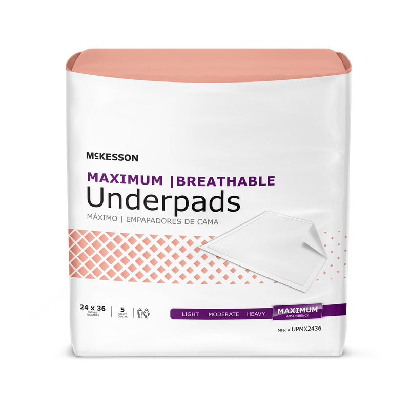McKesson Ultimate Breathable Underpads, Maximum Protection, 24 x 36 Inch (Case of 70)