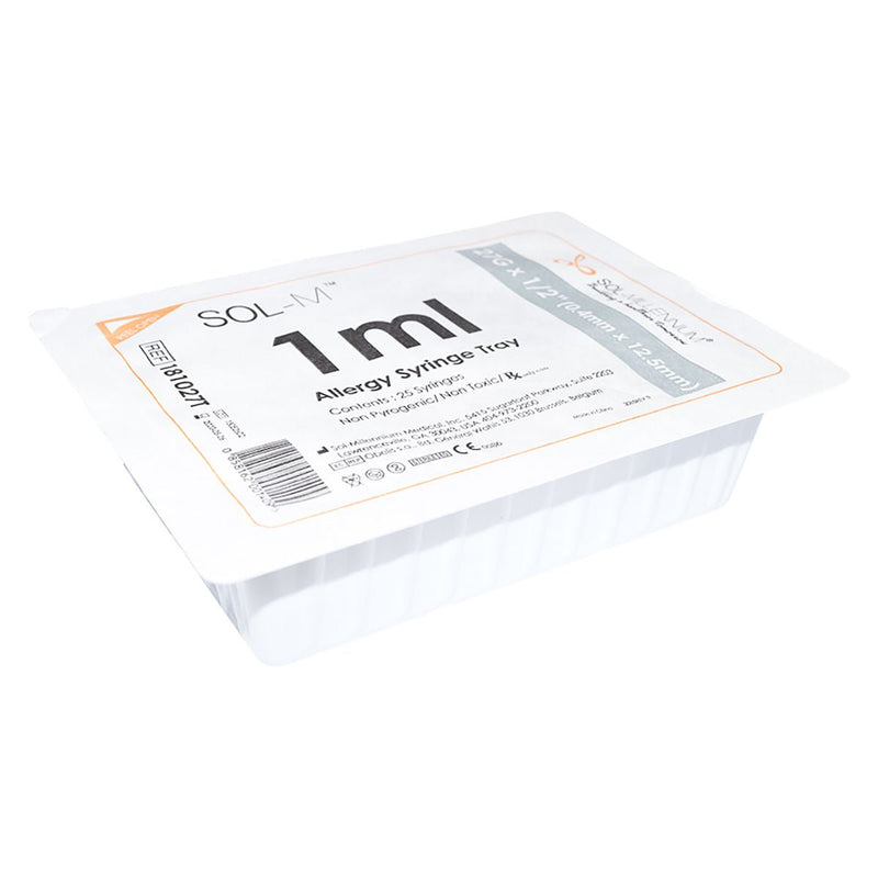 Standard Allergy Tray Sol-M 1 mL 1/2 Inch 27 Gauge NonSafety Regular Wall 