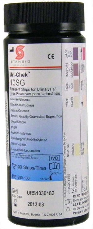 Urinalysis Reagent Uri-Chek Bilirubin, Blood, Glucose, Ketone, Leukocytes, Nitrite, pH, Protein, Specific Gravity, Urobilinogen For UriiTrak 120